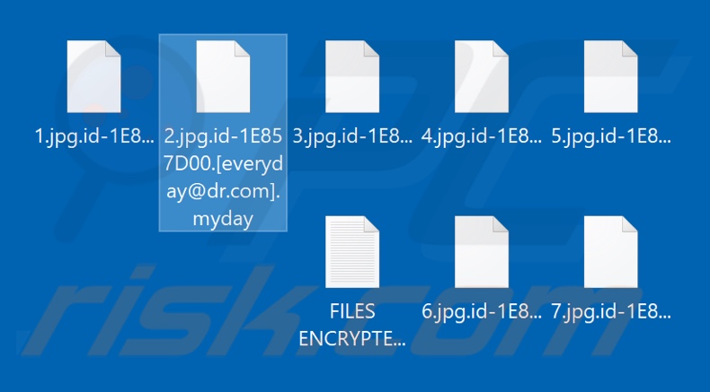 Ficheiros encriptados pelo ransomware Myday (extensão .myday)