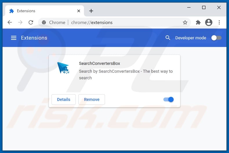 Remoção de extensões do Google Chrome relacionadas a Searchconvertersbox.com