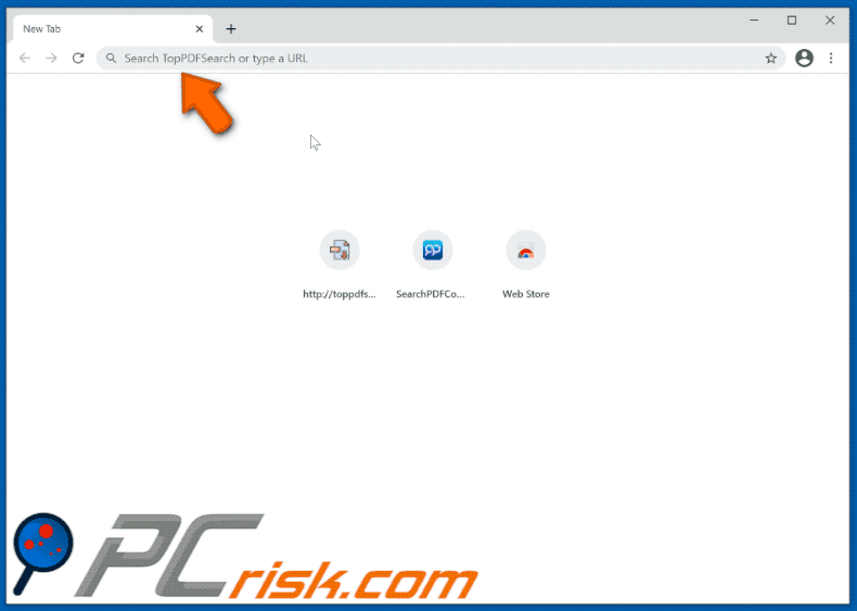redirecionamento do sequestrador de navegador TopPDFSearch para searchlee.com (GIF)