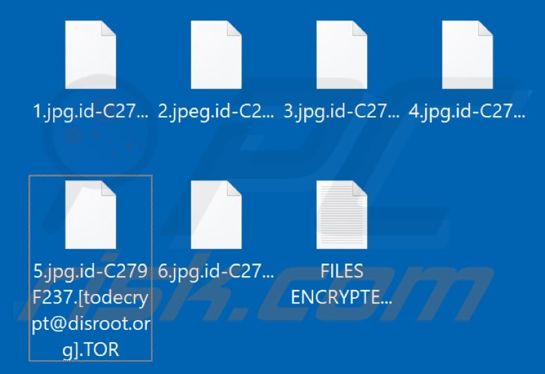 Ficheiros encriptados pelo ransomware TOR (extensão .TOR)