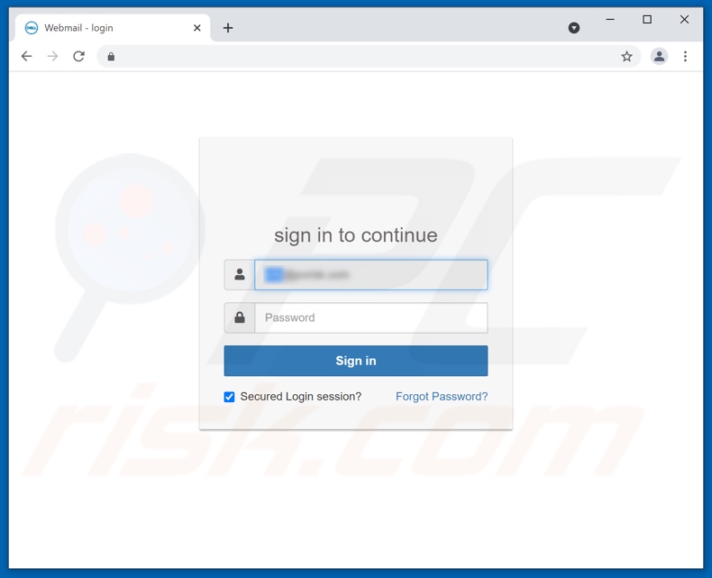 Site de phishing promovido pela campanha de spam 