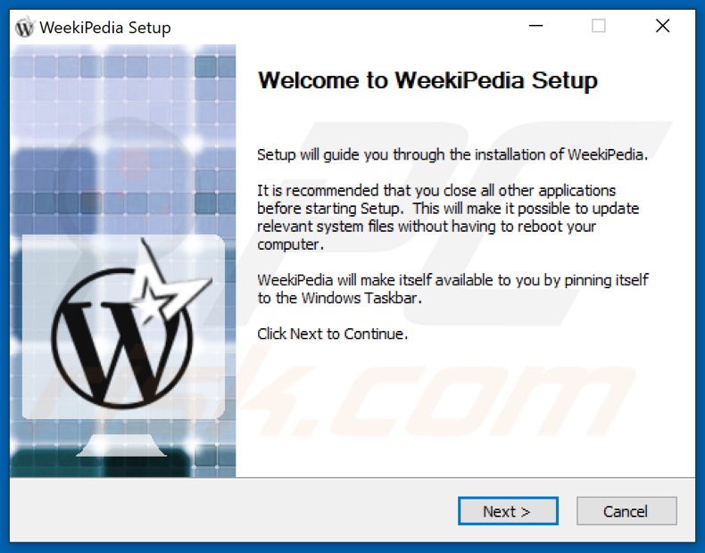 instalador do adware WeekiPedia