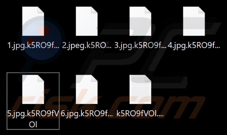Ficheiros encriptados pelo ransomware BlackMatter (extensão da cadeia de caracteres aleatória)
