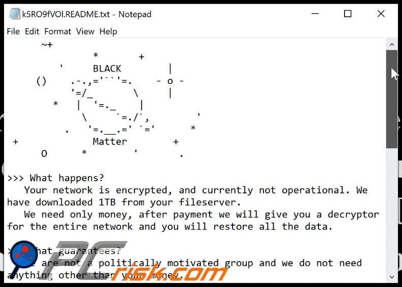 ficheiro de texto do ransomware BlackMatter GIF ([random_string].README.txt)