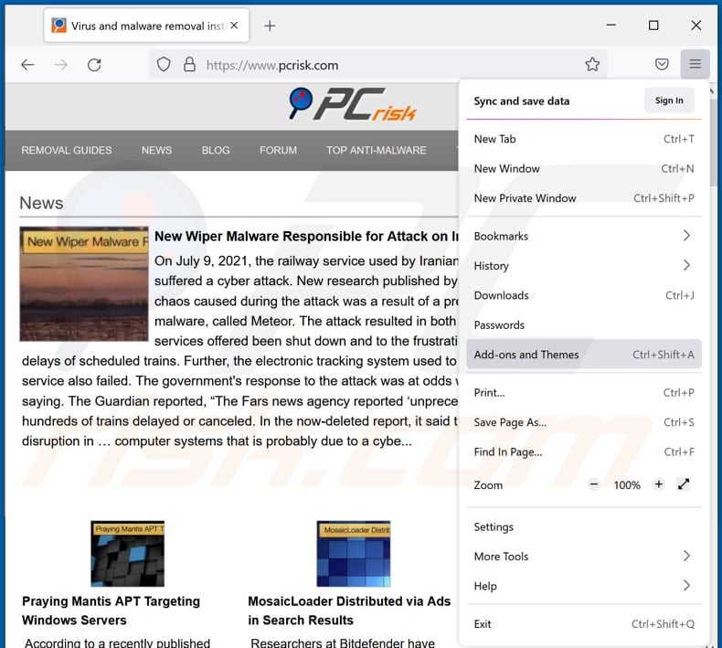 Remoção dos anúncios captchacheckout[.]top do Mozilla Firefox passo 1