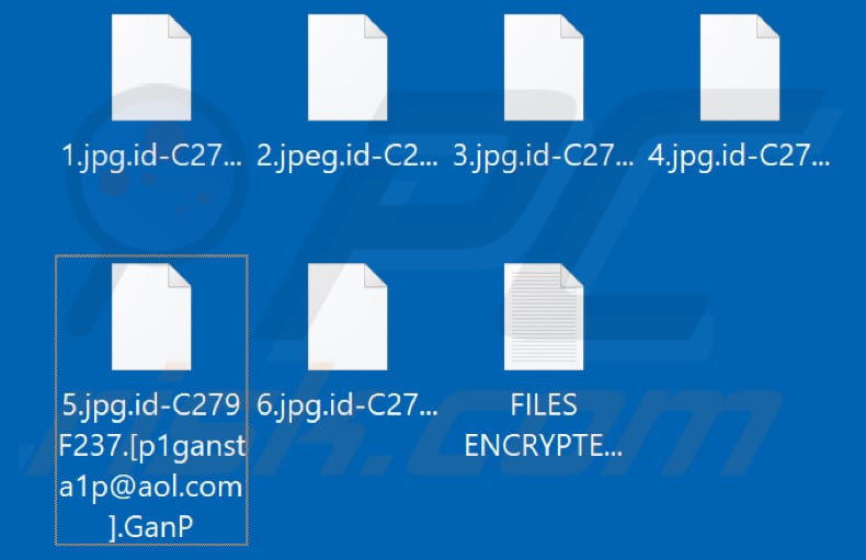 Filcheiros encriptados pelo ransomware GanP (extensão .GanP)