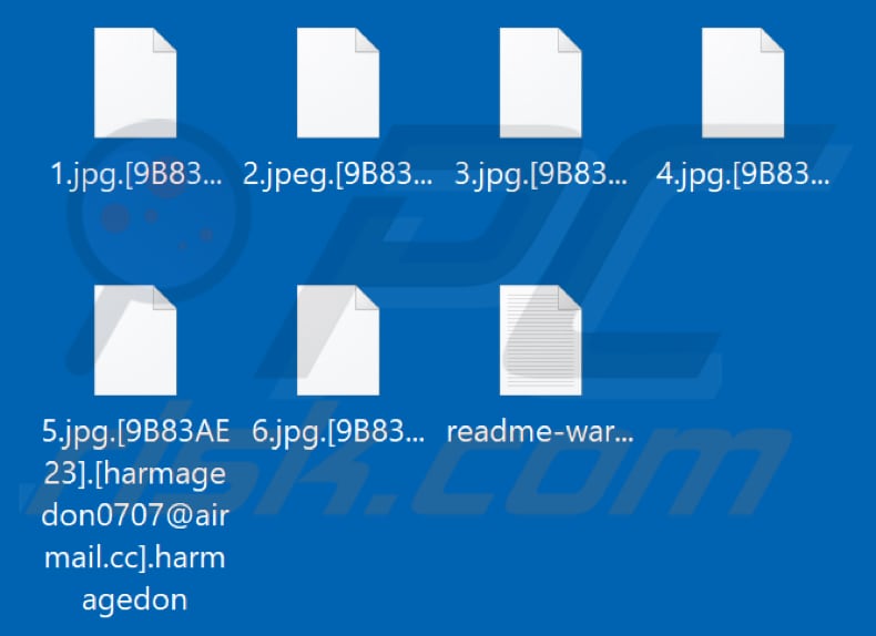 Ficheiros encriptados pelo ransomware Harmagedon (extensão .harmagedon)