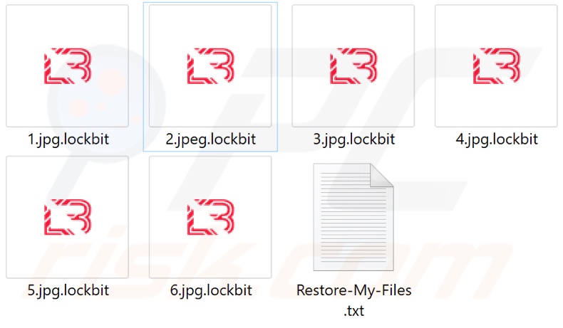 Ficheiros encriptados pelo ransomware LockBit 2.0 (