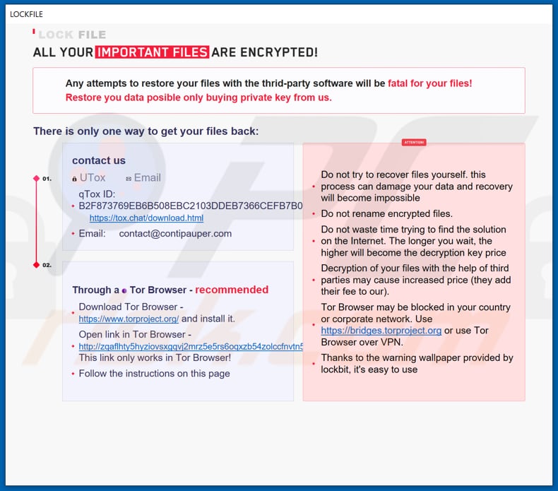 instruções de desencriptação de LockFile (ficheiro HTA)