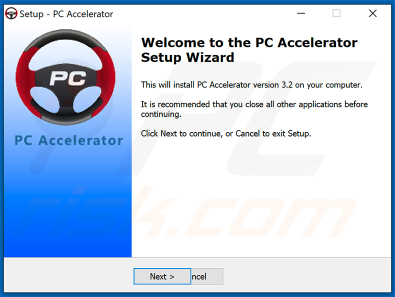 Instalador da configuração da aplicação indesejada de PC Accelerator