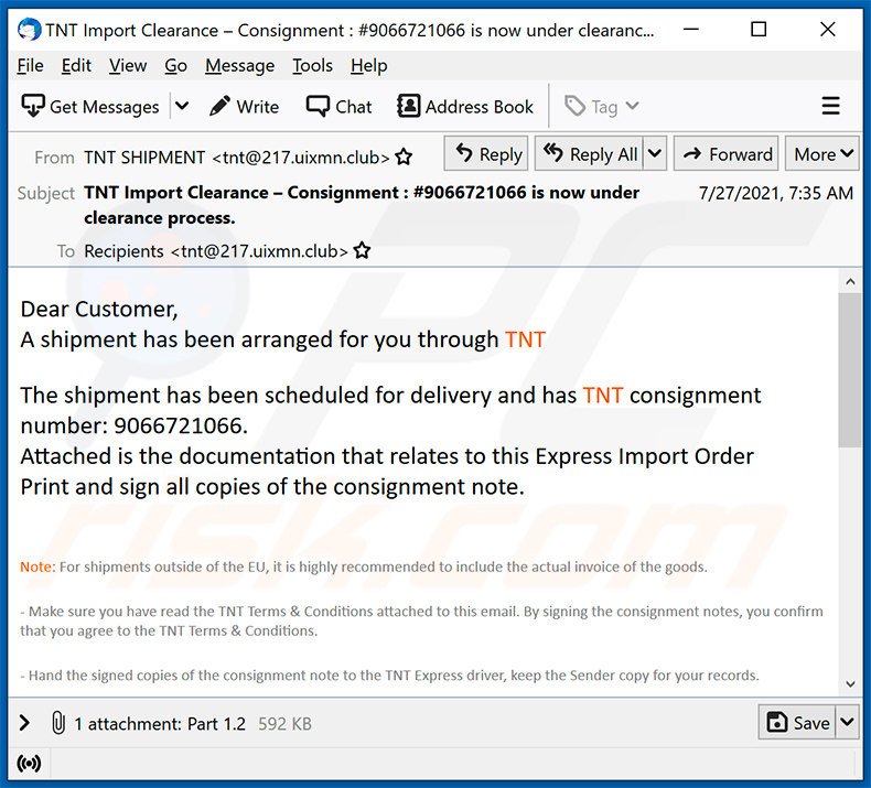 Email com o tema TNT spam a difundir malware (2021-08-03)