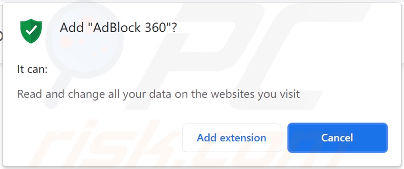adware AdBlock 360 a pedir permissões relacionadas com dados