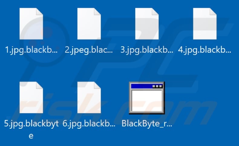 Ficheiros encriptados pelo ransomware BlackByte (extensão 