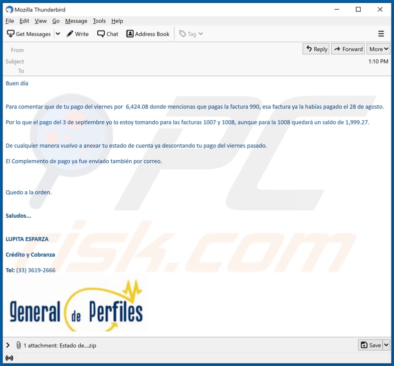 email do malware blustealer utilizado para exibir o malware blustealer 1