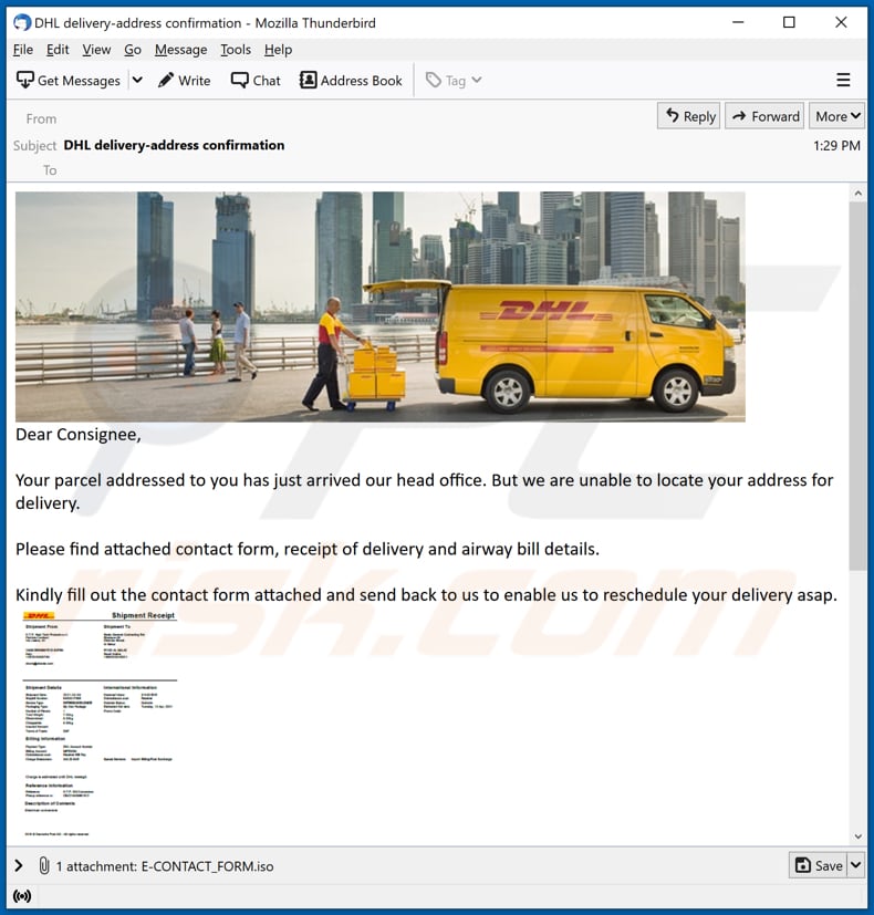 email do malware blustealer utilizado para exibir o malware blustealer 2