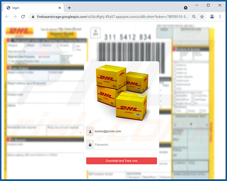 Site de phishing promovido através do email de spam com o tema DHL Express (2021-09-10)