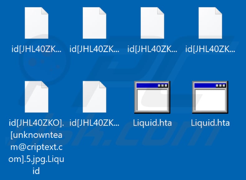 Ficheiros encriptados pelo ransomware Liquid (extensão .Liquid)