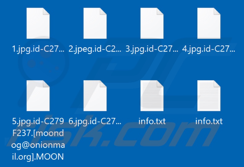 Ficheiros encriptados pelo ransomware MOON (
