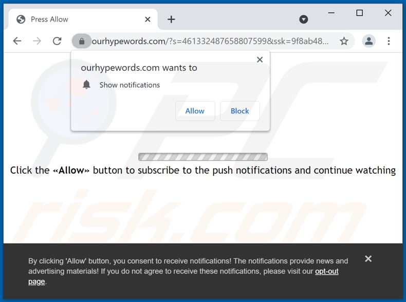 redirecionamentos pop-up ourhypewords[.]com