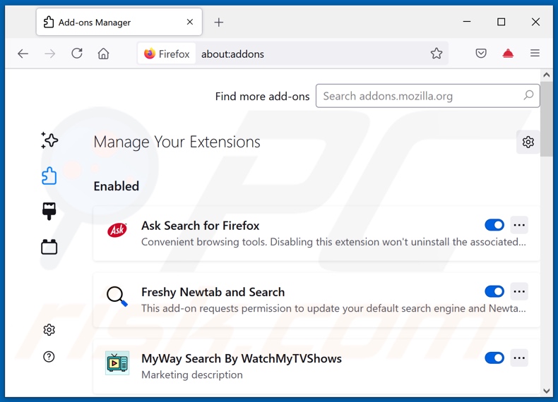 Remoção de extensões de Searchconvertersonline.com relacionadas com o Mozilla Firefox