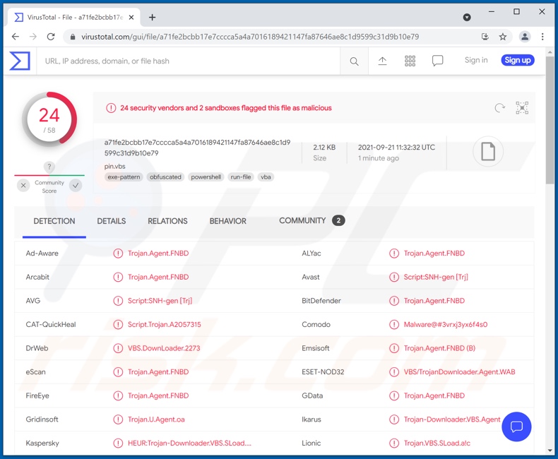 Squirrelwaffle detecções do  malware malware VirusTotal