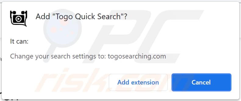 notificação do sequestrador de navegador togo quick search