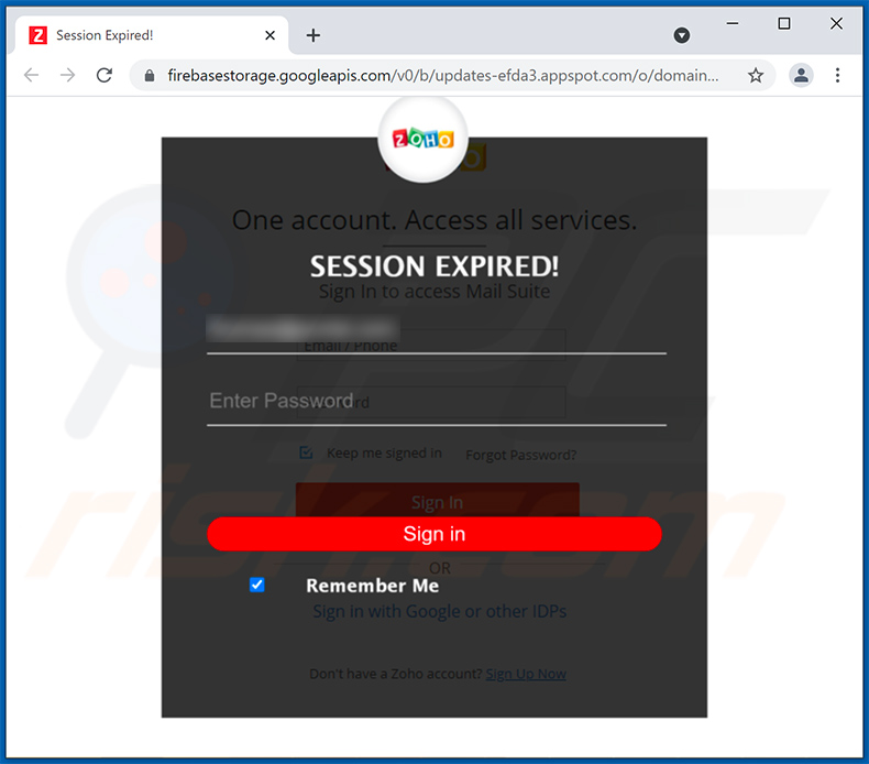 Site de Phishing promovido através da actualização da fraude por email (2021-09-01)