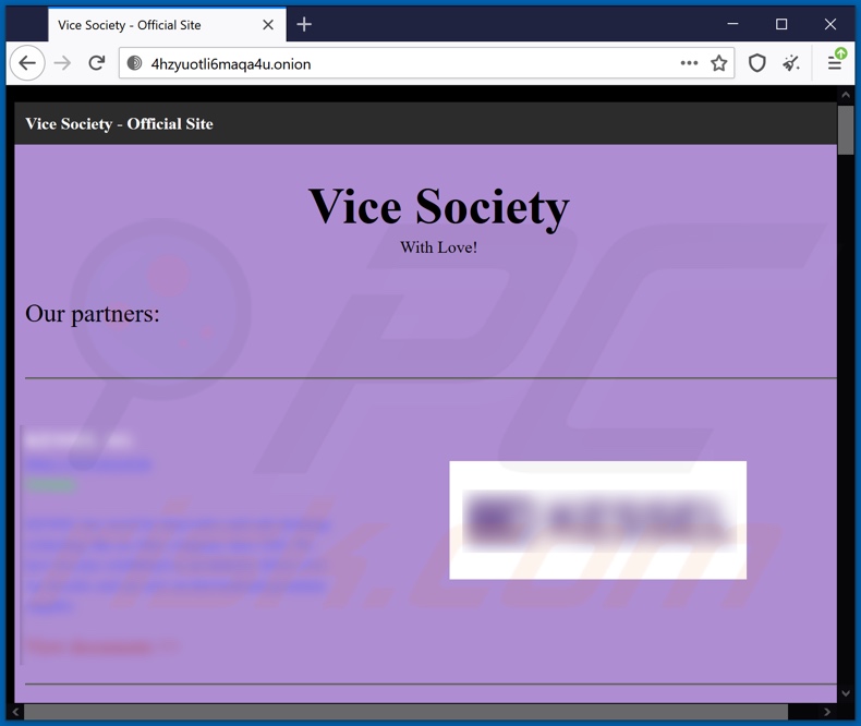 website a verter dados do ransomware VICE SOCIETY 