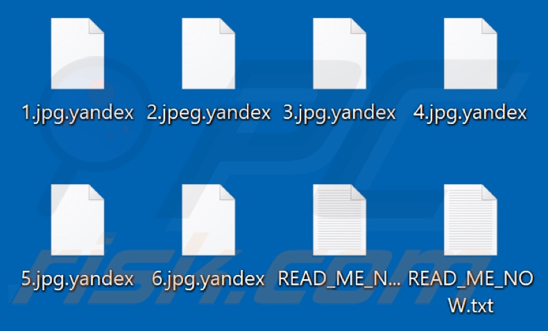 ficheiros encriptados pelo ransomware Yandex (extensão 