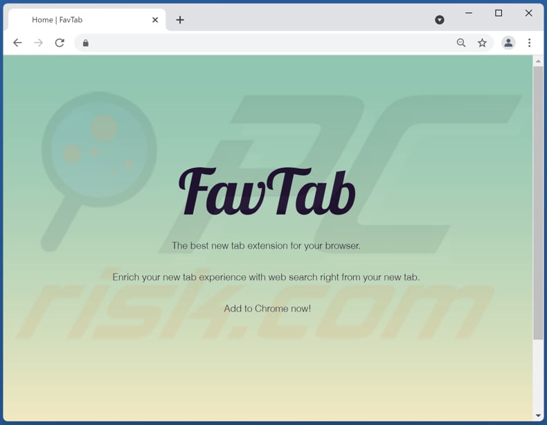 Website utilizado para promover o sequestrador de navegador favtab.com