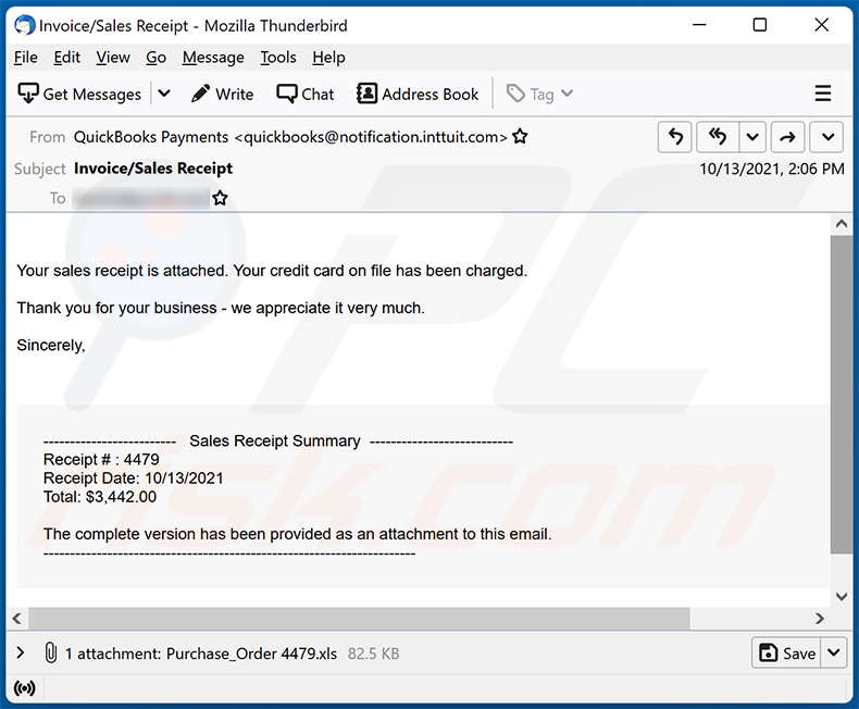 Email spam de Invoice (2021-10-14)