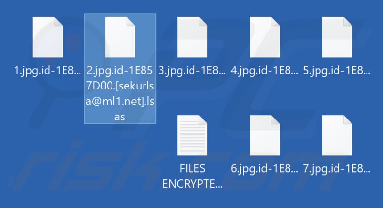  ficheiros encriptados pelo ransomware Lsas (