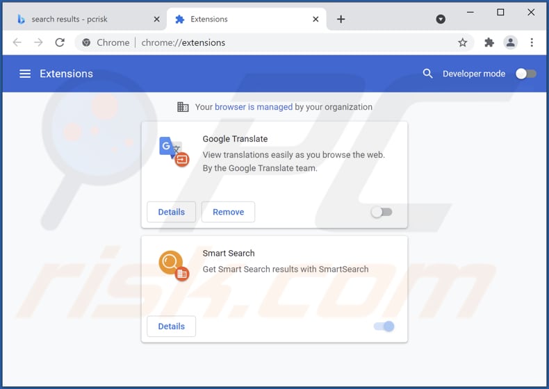 Removendo searchsmarters.online das extensões relacionadas com o Google Chrome