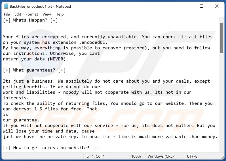 ficheiro de texto do ransomware Encoded01 (BackFiles_encoded01.txt)