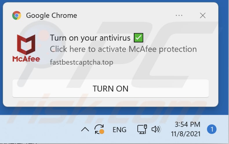 Notificação dos anúncios fastbestcaptcha[.]com