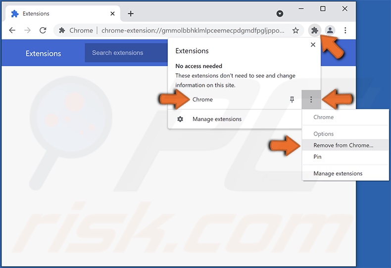 ginmule.xyz promovendo a remoção manual do sequestrador do navegador