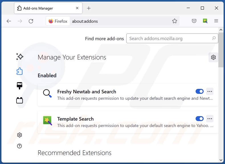 Remoção das extensões relacionadas com gocouponsearch.com do Mozilla Firefox