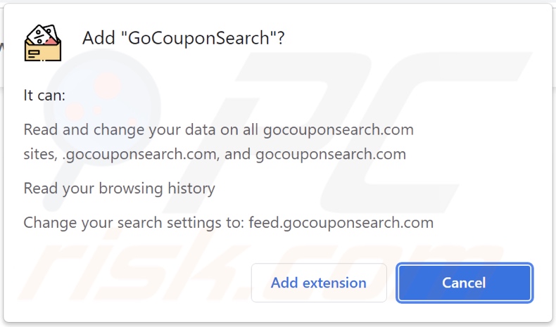 Sequestrador de navegador GoCouponSearch a pedir várias permissões