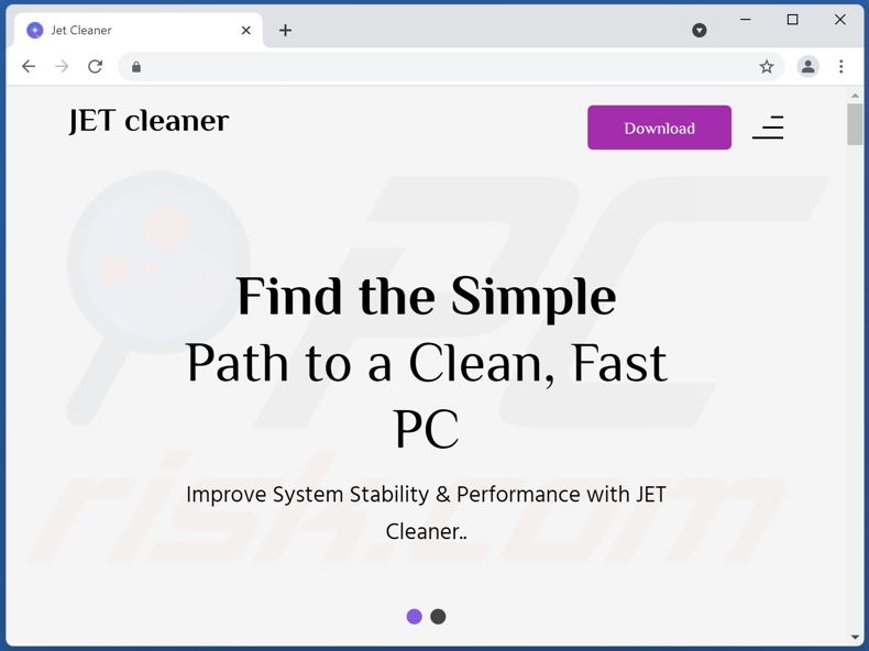 Website utilizado para promover a API Jet Cleaner