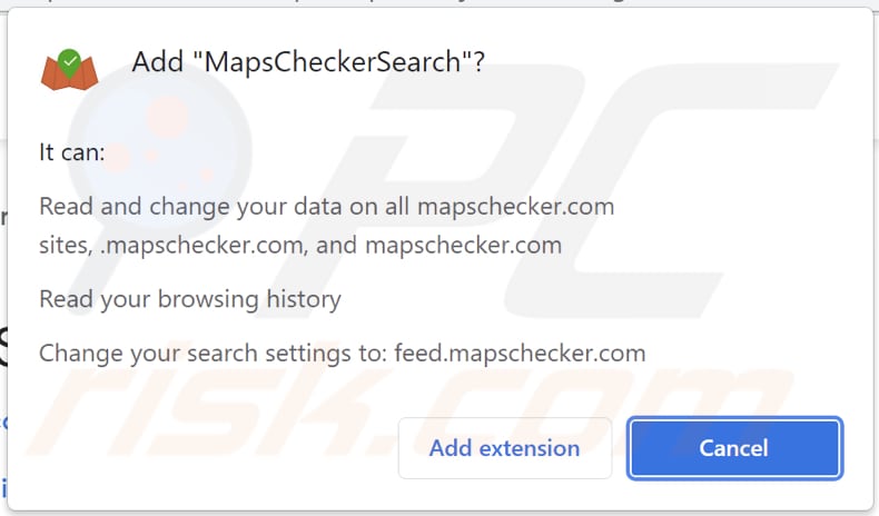 Notificação do sequestrador de navegador MapsCheckerSearch