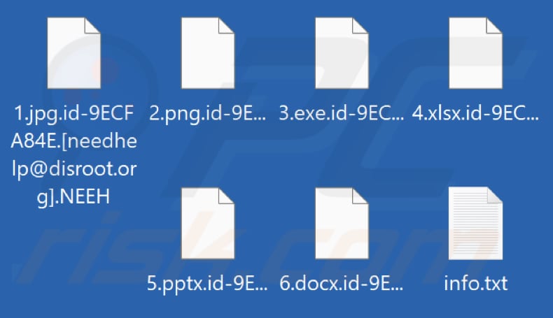Ficheiros encriptados pelo ransomware NEEH (extensão .NEEH)