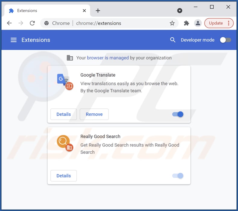Remoção de extensões rgoodsearch.online relacionadas com o Google Chrome
