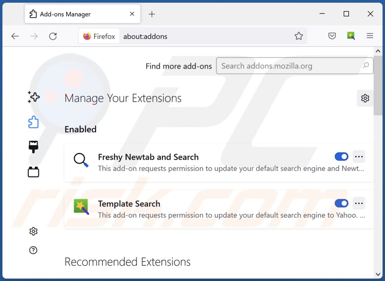 Remoção de extensões rgoodsearch.online relacionadas com o Mozilla Firefox