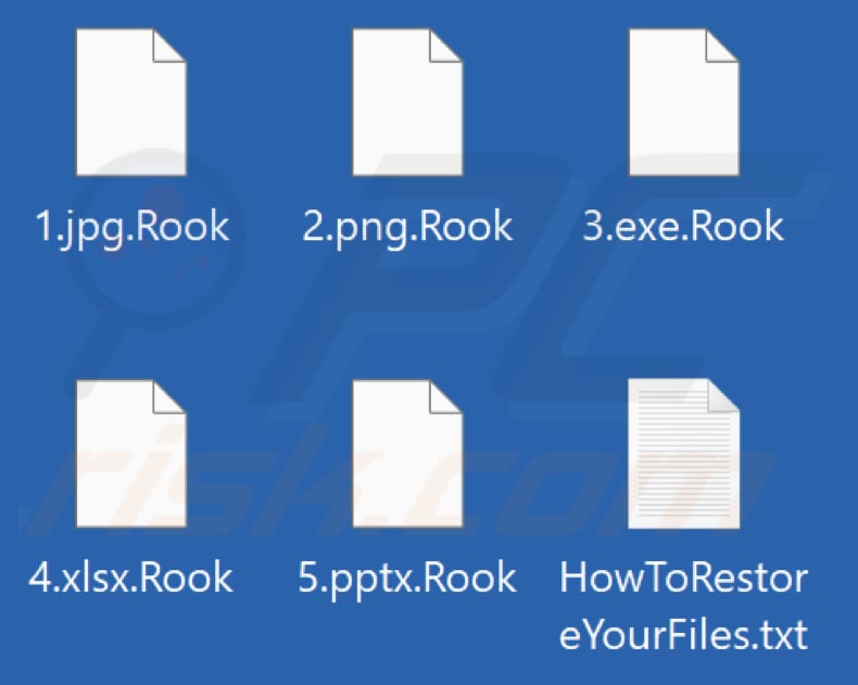 Ficheiros encriptados pelo ransomware Rook (extensão .Rook)
