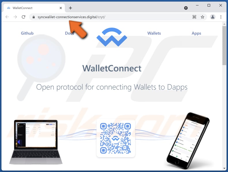 página enganadora da fraude de email walletconnect utilizada para roubar credenciais