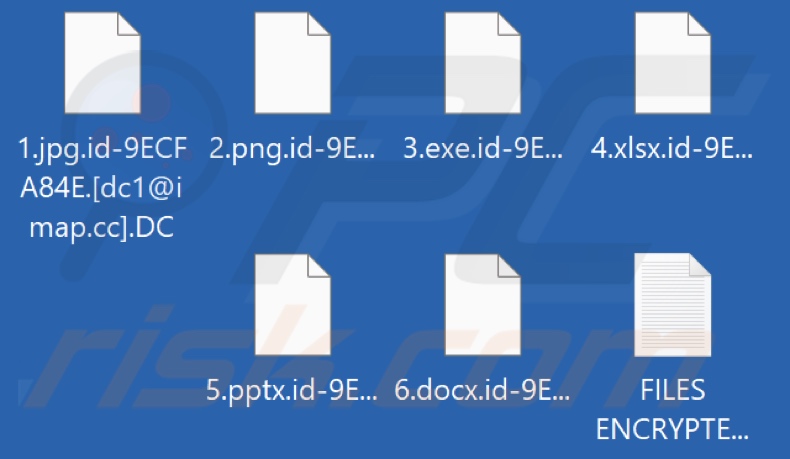 Ficheiros encriptados pelo ransomware DC (extensão .DC)