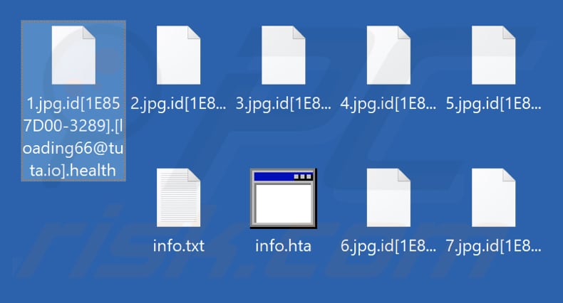 Ficheiros encriptados pelo ransomware Health (extensão .health)
