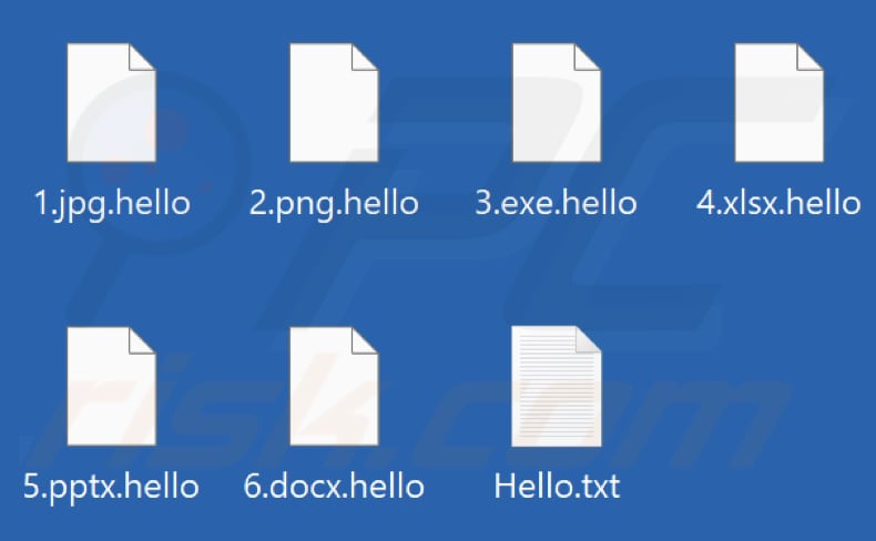 Ficheiros encriptados pelo ransomware Hello xD (extensão .hello)