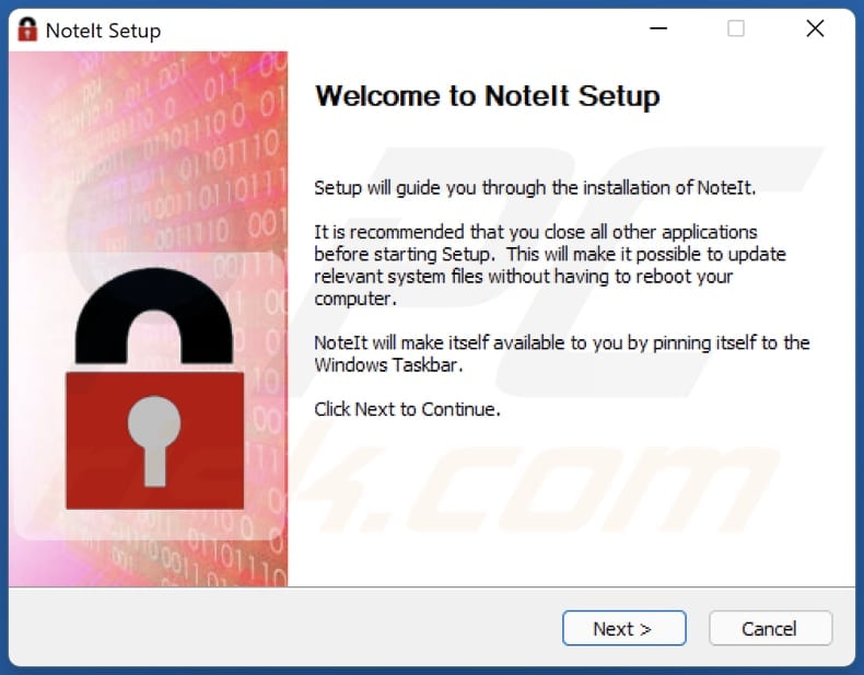 instalador do adware noteit