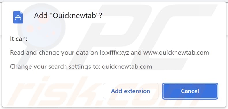 notificação do sequestrador de navegador quicknewtab